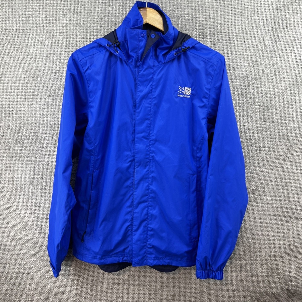 KARRIMOR WEATHERTITE Jacket Blue Coat‎ Hood Windbreaker Mens Size XS Outdoor